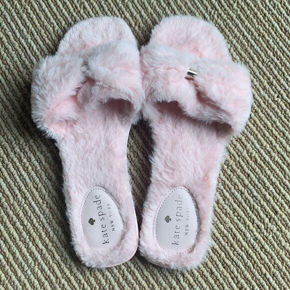 🆕Kate Spade fluffy pink slippers 8 - Picture 1 of 7